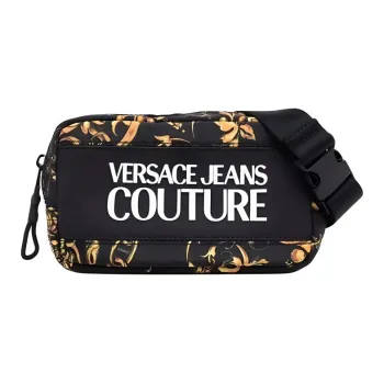 VERSACE Nylon Sling Bag Crossbody Bag Fanny Pack Unisex Black/Gold