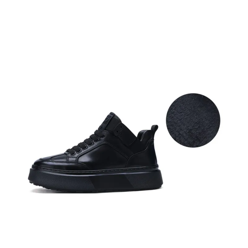 U7 Warm Slip Resistant Cushioning Wear Resistant Mid Top Skateboard Shoes Men's Black-1