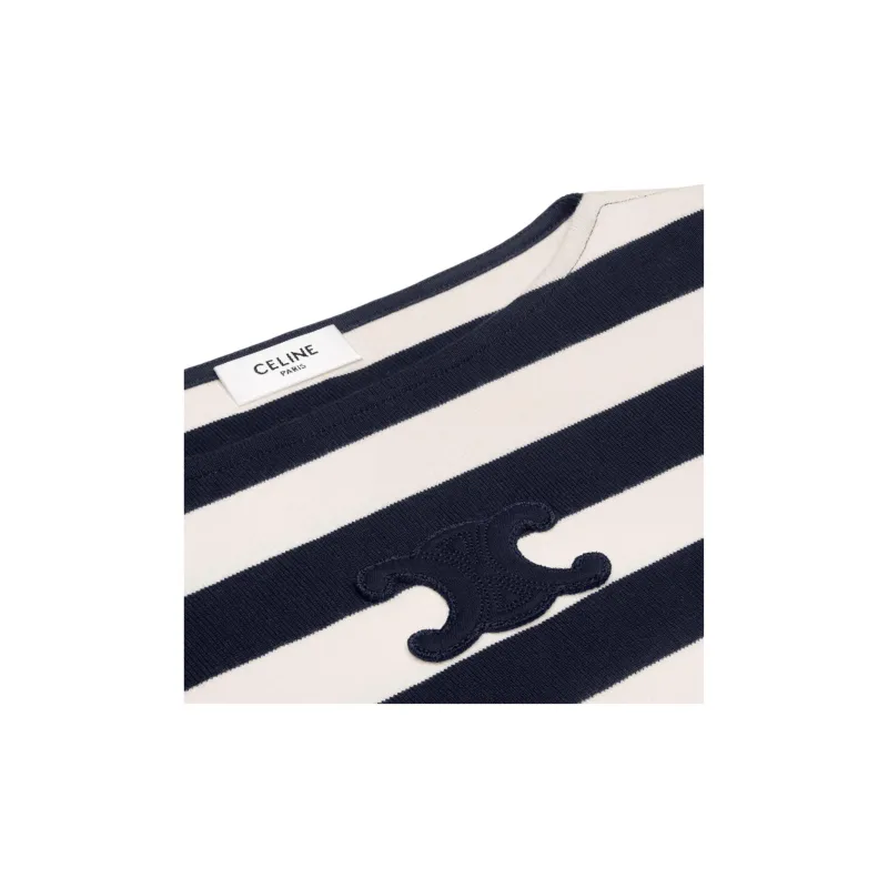 CELINE Triomphe Marinière T shirt In Cotton Jersey-5