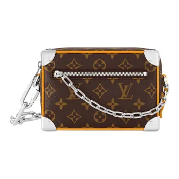 LOUIS VUITTON SOFT TRUNK Cow Leather Box Bag Handbag Crossbody Bag Shoulder Bag Mini Women's Brown