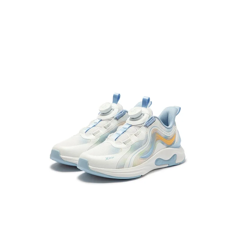 XTEP Anti Slip Wear Resistant Low Top Kids' Running Shoes Tengri White Aurora Blue Kids'-1