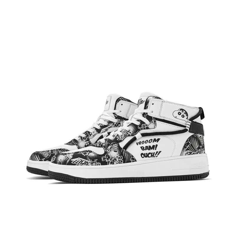 Crayon Shinchan Slip Resistant Coverage High Top Skateboard Shoes-28