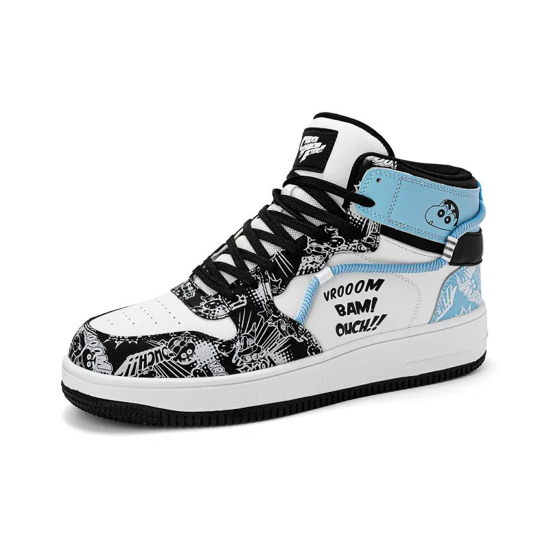 Crayon Shinchan Slip Resistant Coverage High Top Skateboard Shoes-15