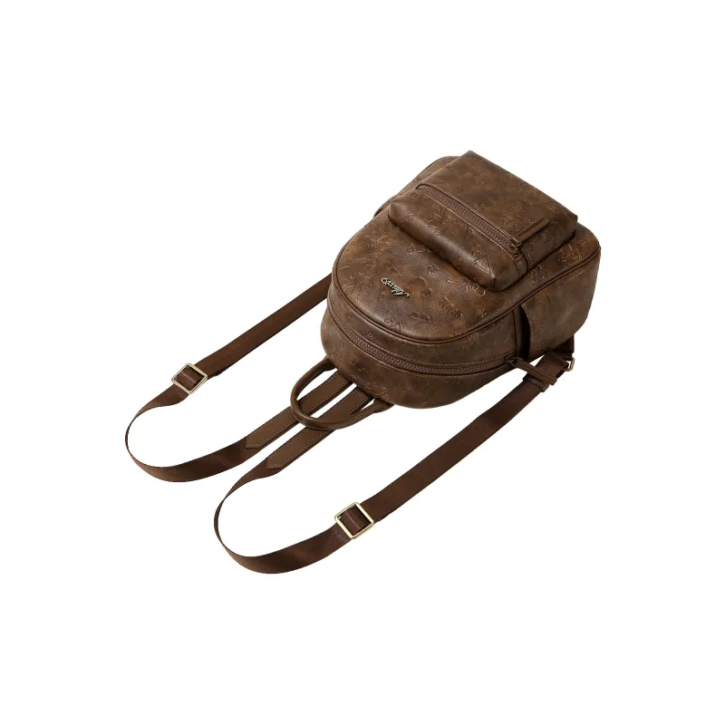 AILUXI PU Backpacks Medium Size Women's Caramel Brown-3