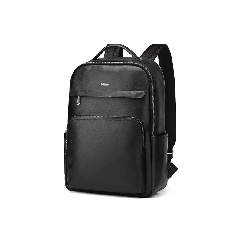 GOLDLION Top Grain Cow Leather With Synthetic Leather Backpack Tubas Men's Black-1