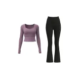 [Long-Sleeved Set]Berry Purple+Starburst Black