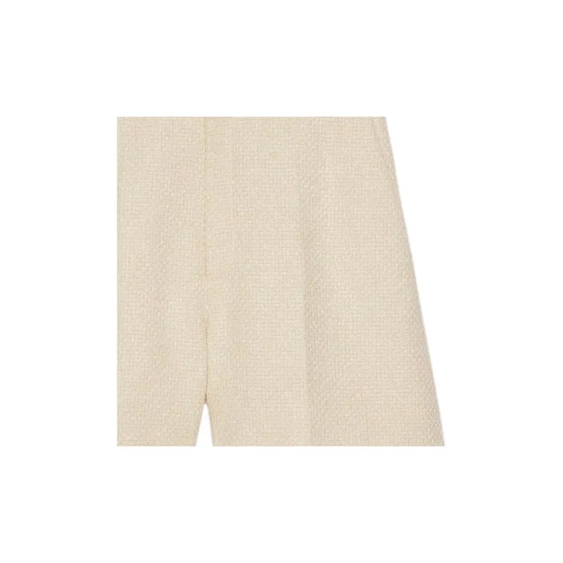 GUCCI High Rise Tweed Shorts Cream-3