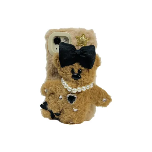 Wei Xin Plush Material Furry Bowknot Bear Phone Cases Compatible With IPhone 16/15 Pro Max/Apple 13/14 Pro Max/12