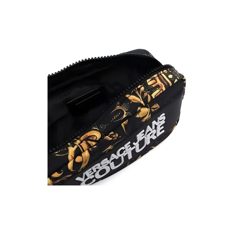 VERSACE Nylon Sling Bag Crossbody Bag Fanny Pack Unisex Black/Gold-4