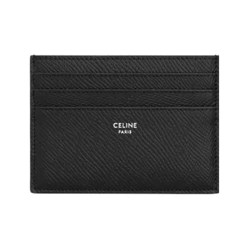 CELINE Grain Cow Leather Card Holder Large Size Men's Black