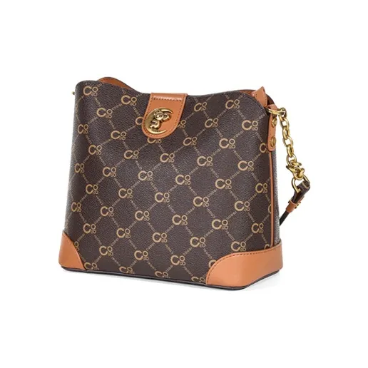 COOGI Synthetic Leather Tote Bag Shopping Bag Crossbody Bag Shoulder Bag Large Size Women's Coffee-1