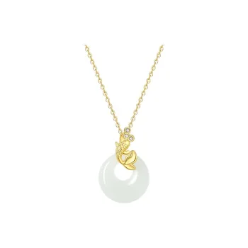 WEITIANXUAN Hetian Jade Necklaces Pale Greenish White Jade Women's