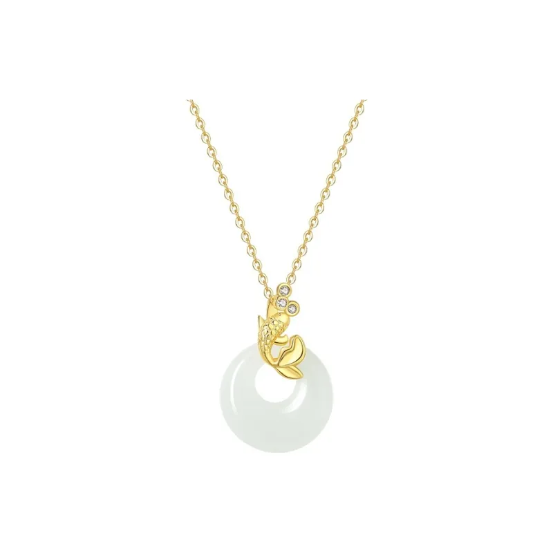 WEITIANXUAN Hetian Jade Necklaces Pale Greenish White Jade Women's-0