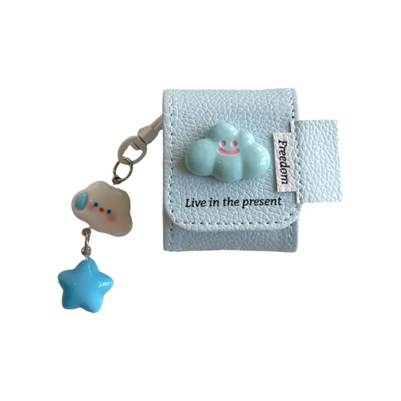 Baohuguang Compatible With AirPods Pro 2/1/3/Pro Leather Ins Cute Leather Cloud Expressions Headphone Cases-6