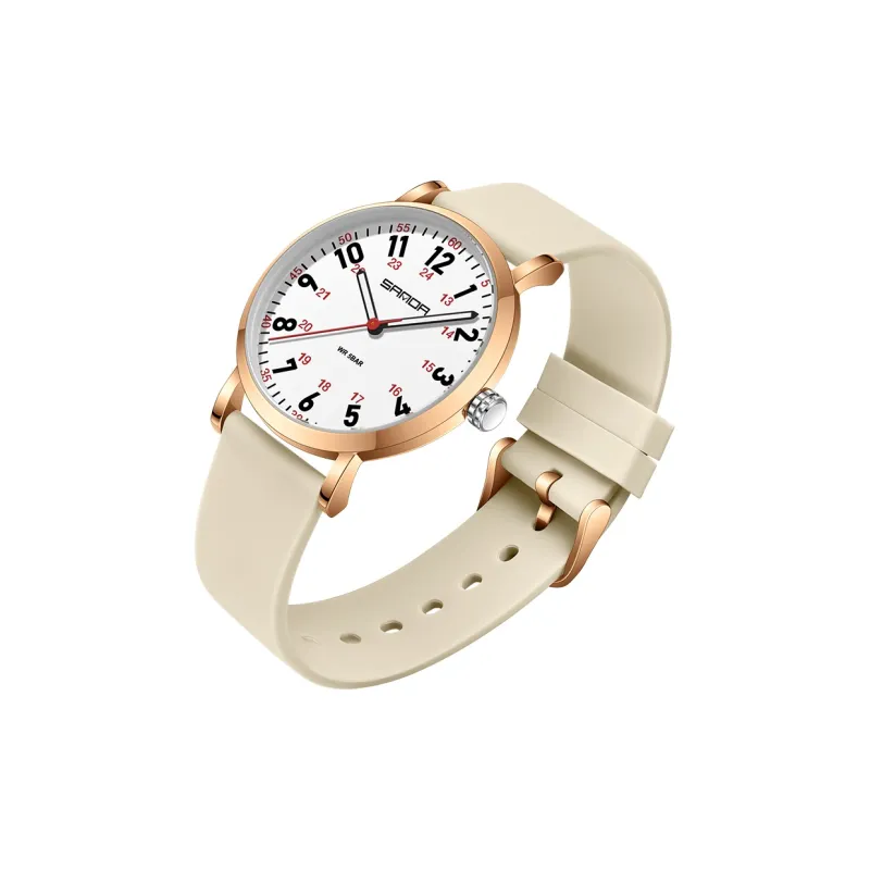 Sanda Quartz Movement Silicone Strap Watch Unisex White Dial-8