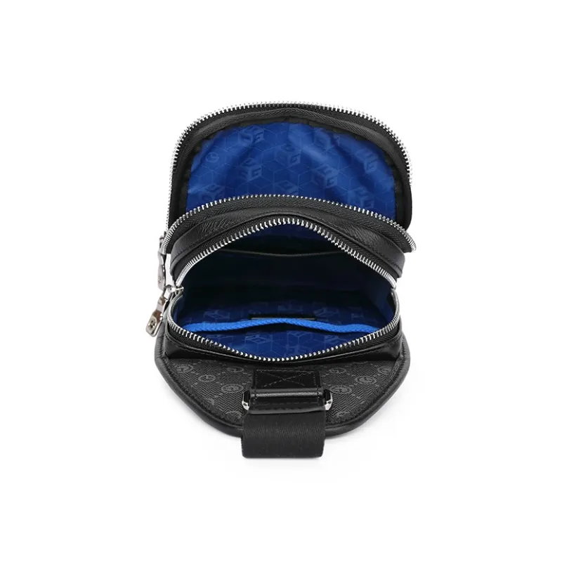 GOLDLION PVC Sling Bag Medium Size Men's Black-4