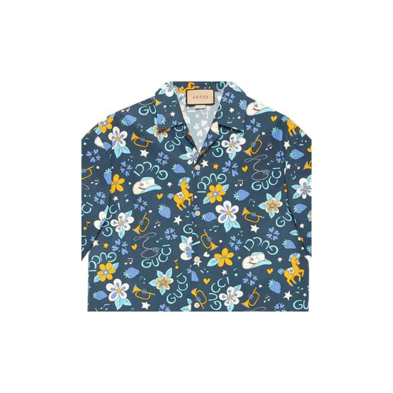 GUCCI Shirts Men Blue-1