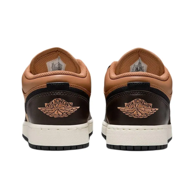 Jordan Air Jordan 1 Slip Resistant Low Top Kids' Skateboarding Shoes Brown Teenagers-4