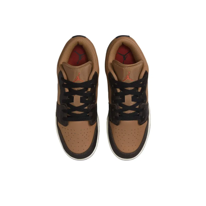 Jordan Air Jordan 1 Slip Resistant Low Top Kids' Skateboarding Shoes Brown Teenagers-3