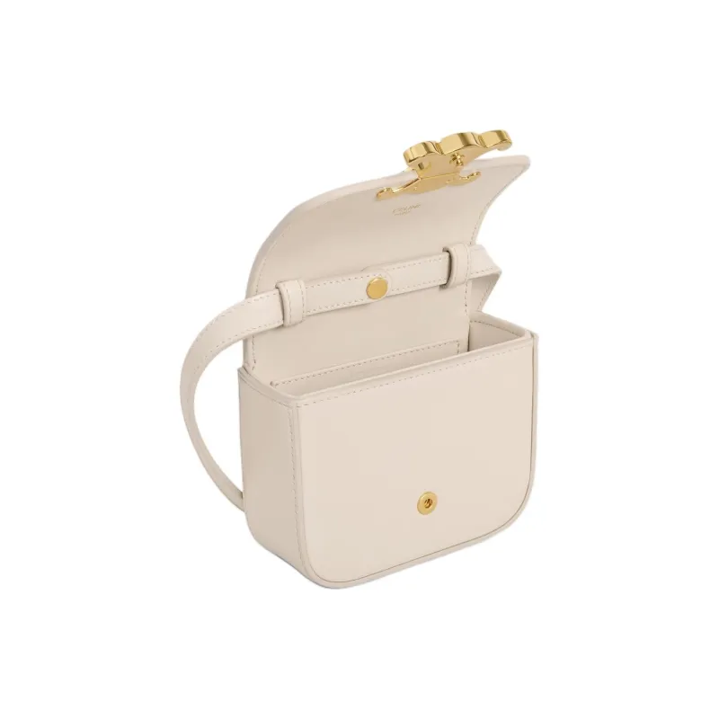 CELINE Triomphe Calfskin Shoulder Bag, Crossbody Bag Mini Women's Light Beige-3