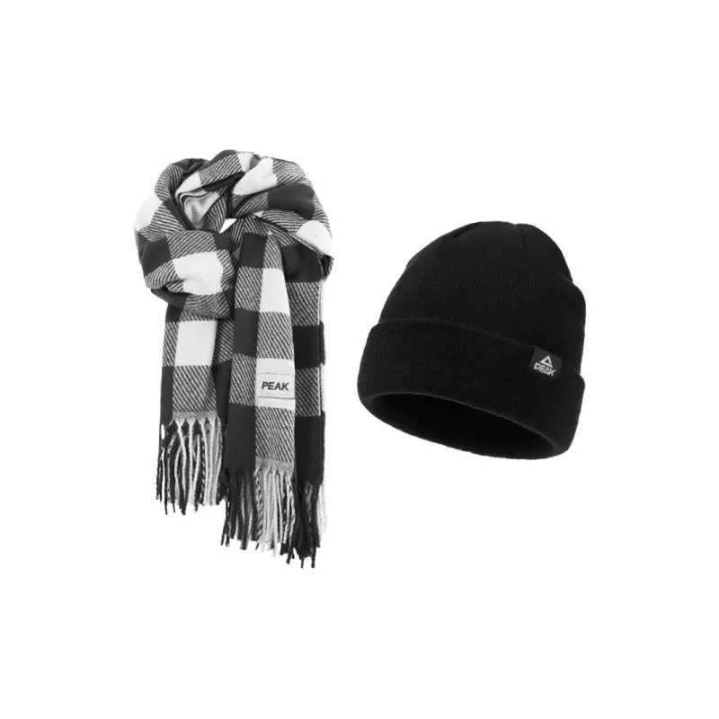 PEAK Knit Scarves Unisex Black Gray Color-2