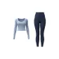 Gray Lake Blue Long-Sleeved+Sperm Whale Blue Pants