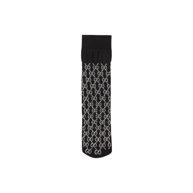 GUCCI Gg Embroidered Crystal Socks 'Black'-1