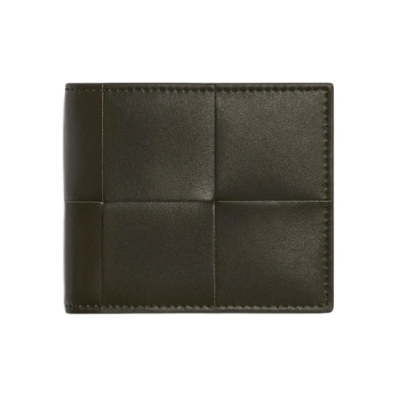 Bottega Veneta Calfskin Wallet Men's Black With Light Cream Candy-0