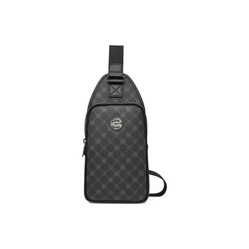 GOLDLION PVC Sling Bag Medium Size Men's Black-0