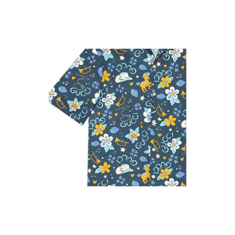 GUCCI Shirts Men Blue-3