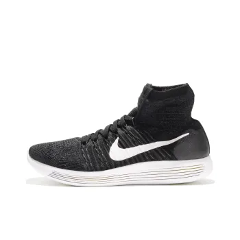 Nike LunarEpic Flyknit Slip-Resistant Breathable High-Top Running Shoes Women's Black White