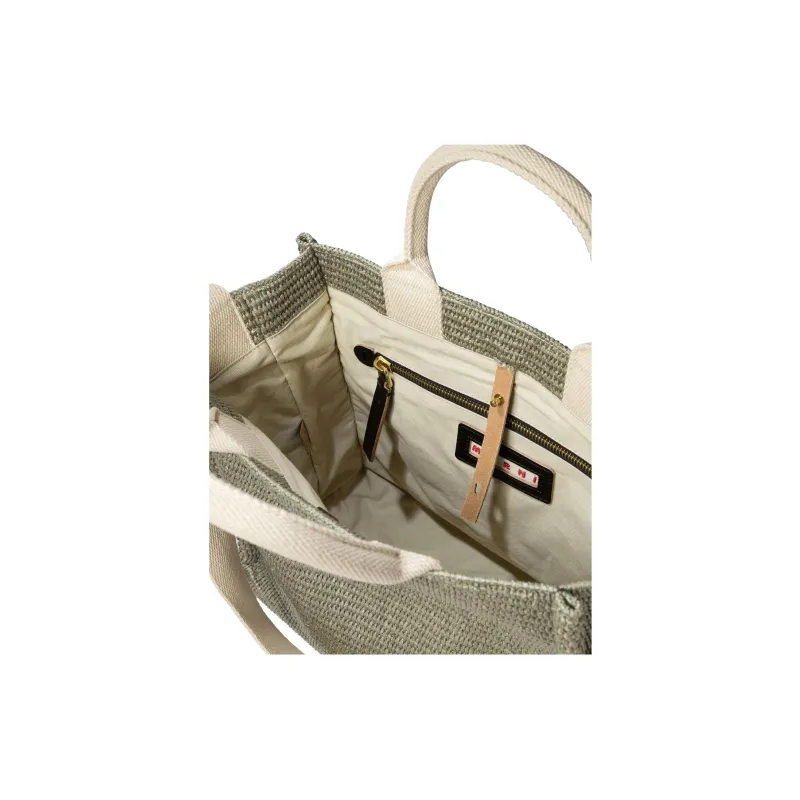 MARNI Woven Logo Embroidered Small Tote Bag-4