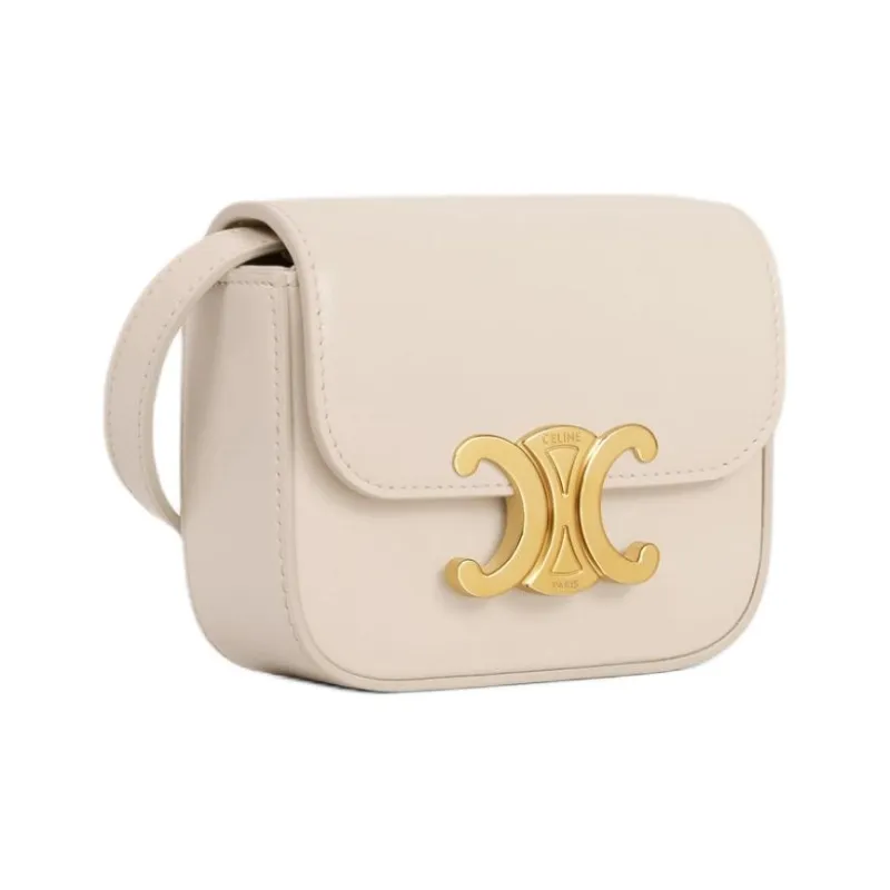 CELINE Triomphe Calfskin Shoulder Bag, Crossbody Bag Mini Women's Light Beige-2
