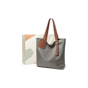15 MINS Fabric With Synthetic Leather Tote Bag Shopping Bag Shoulder Bags Regular Women's Mist Gray Green