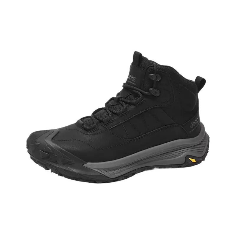 Jeep Cushioning Anti Slip Wear Resistant Impact Resistant Lightweight Mid Top Hiking Shoes Unisex Black-0