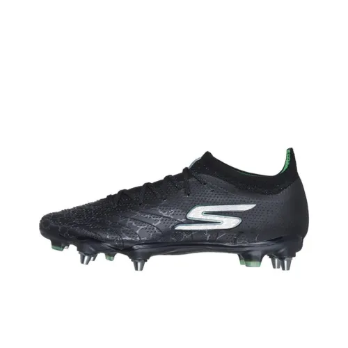 Skechers Anti-Slip Wear-Resistant Soccer Shoes Unisex Black Silver