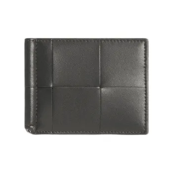Bottega Veneta Calfskin Wallet Men's Black & Lapis Lazuli