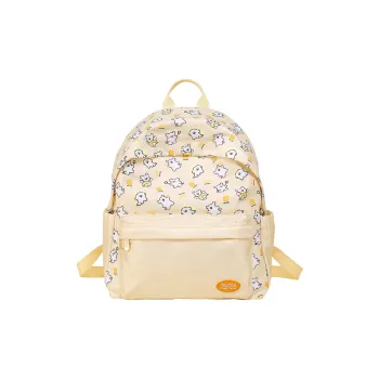 TOUTOU Maltese Collaboration Fabric Backpack Large Size Women's Cream Yellow/Sea Salt Blue