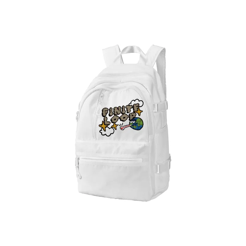 FINITE LOOP Recycled Material Student Backpack Regular Unisex White-7