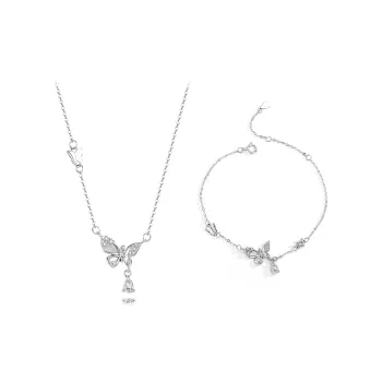 Muyan S999 Fine Silver Sparkling Butterfly Combination Set Women's