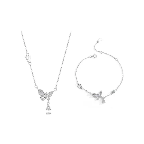 Muyan S999 Fine Silver Sparkling Butterfly Combination Set Women's