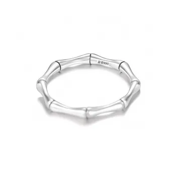 Muyan S 990 Silver Smooth Finish Bamboo Ring Unisex