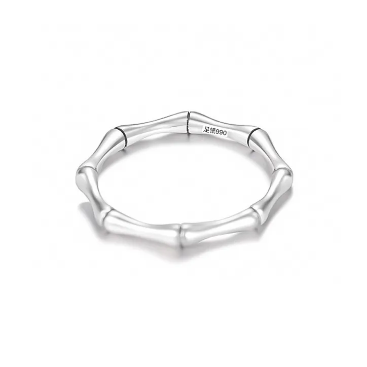 Muyan S 990 Silver Smooth Finish Bamboo Ring Unisex-0