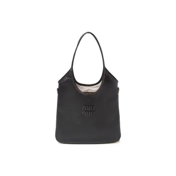 MIU MIU Ivy Leather Tote Bag, Shopping Bag, Shoulder Bag, Handbag Women's Black