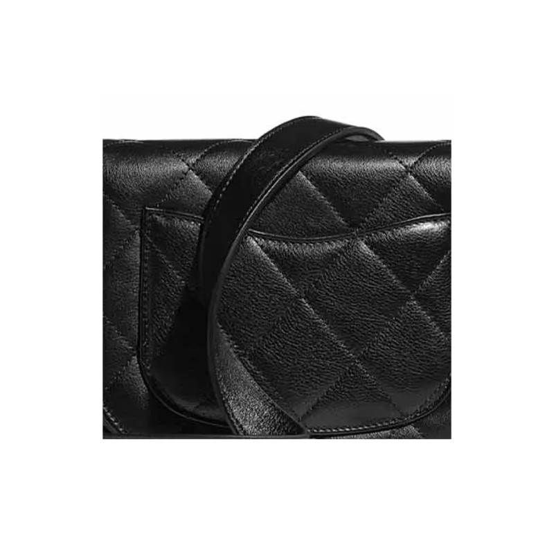 CHANEL Calfskin Saddle Bag, Crossbody Bag, Shoulder Bag Women's Black-4
