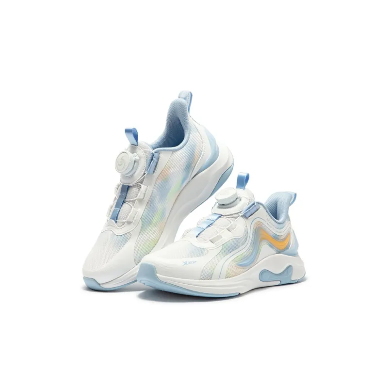 XTEP Anti Slip Wear Resistant Low Top Kids' Running Shoes Tengri White Aurora Blue Kids'-4
