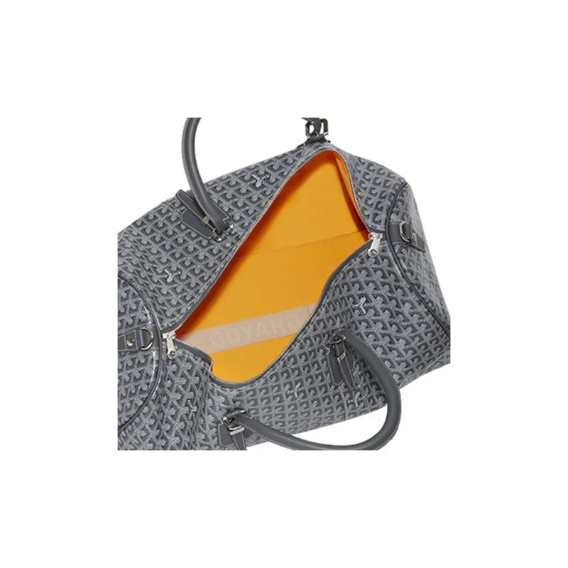 GOYARD Canvas With Calfskin Dog's Teeth One Shoulder Crossbody Handbag, Travel Bag Unisex Gray-4
