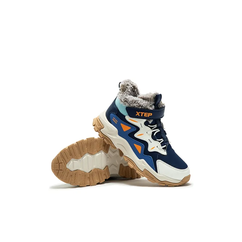 XTEP Anti Slip Wear Resistant High Top Kids Lifestyle Shoes Dark Blue Sail White Daylight Blue Kids'-4