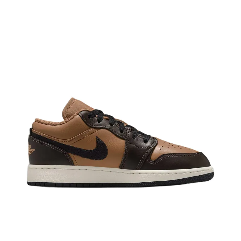 Jordan Air Jordan 1 Slip Resistant Low Top Kids' Skateboarding Shoes Brown Teenagers-1