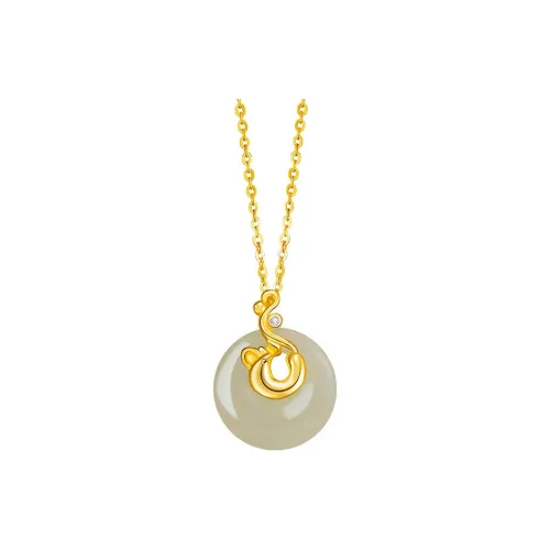 Qing Yi Hetian Jade Necklaces Pale Greenish White Jade Unisex